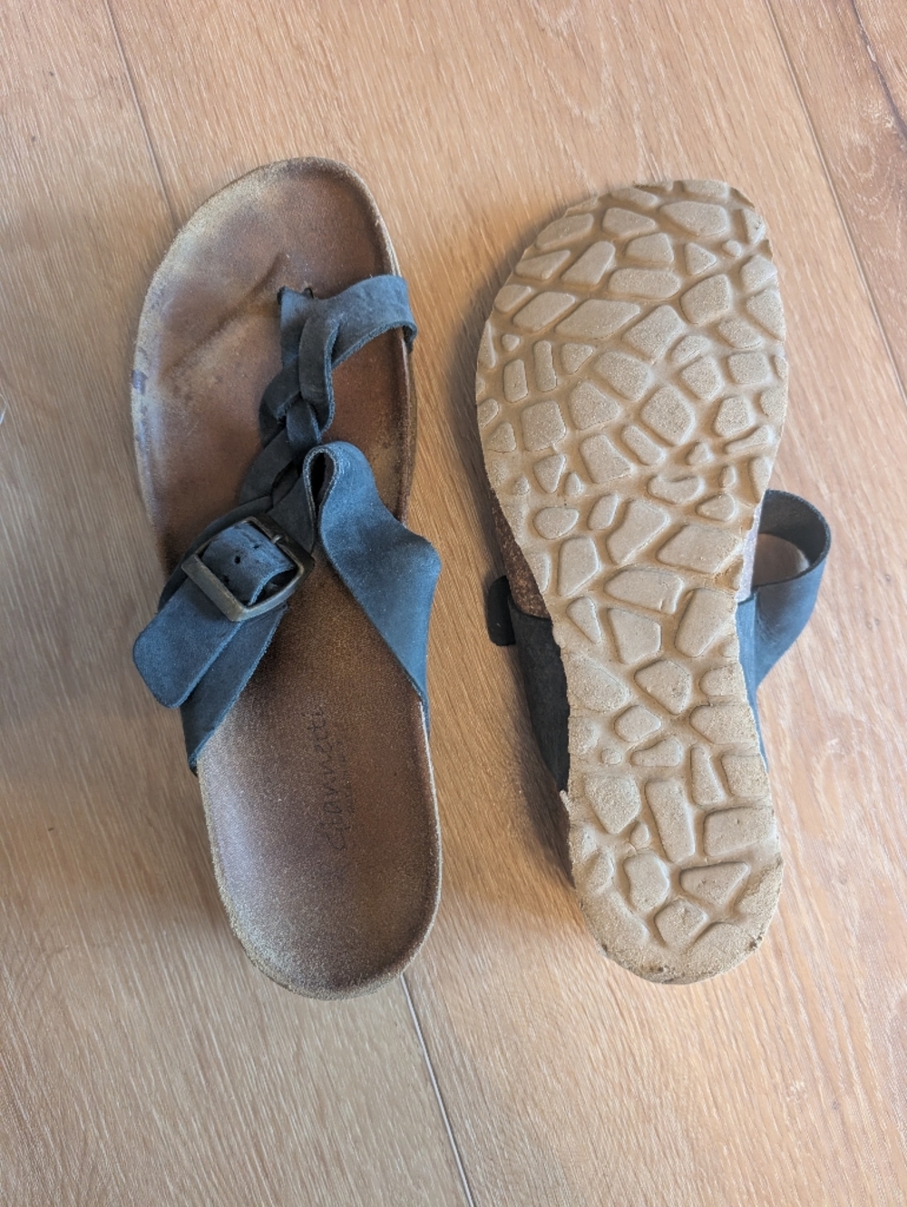 A. Giannetti Braided Leather Women's sandals, dark blue, Size 9